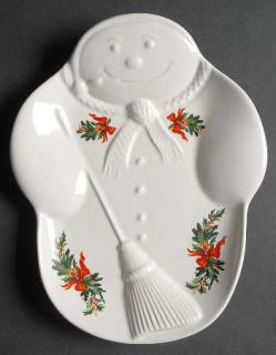Pfaltzgraff Christmas Heritage Embossed Snowman Plate, Fine China Dinnerware   M