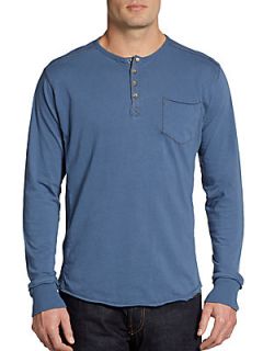 Raw Edged Cotton Henley Top