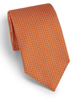 Brioni Interlocked Circle Print Tie   Orange