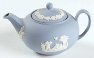 Wedgwood Cream Color On Lavender Jasperware Miniature Tea Pot & Lid, Fine China