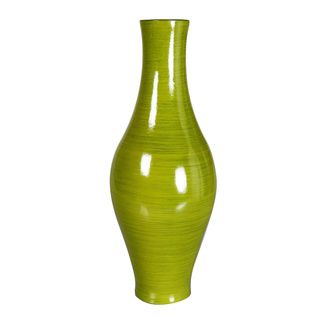 Vibrant Green Decorative Wood Vase