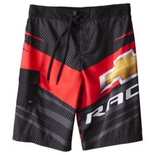 Mens Chevrolet Racing Board Shorts   Black/Red M