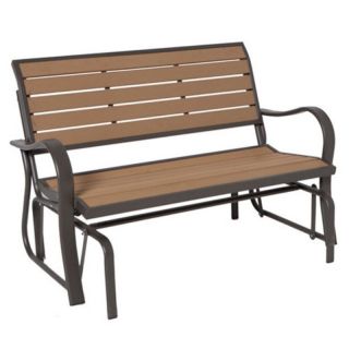 Lifetime Products Wood Grain Glider Bench Multicolor   60055