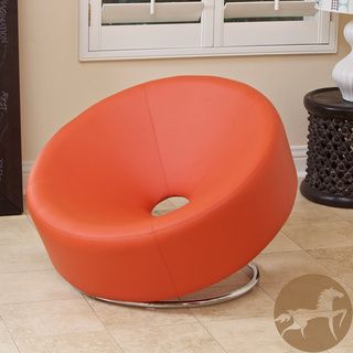 Christopher Knight Home Modern Round Orange Accent Chair (OrangeMaterials SteelFinish SteelUpholstery materials Bonded leatherLegs SteelIndoor/outdoor IndoorUnique modern designComfortably cradles your bodySoft and supple bonded leatherSome assembly 