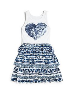 Flowers by Zoe Toddlers & Little Sequin Heart Dress   Blue White