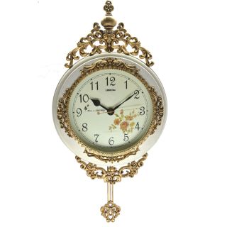 Fabulous Antique Linseng Wooden Pendulum Ivory Wall Clock (24x15)