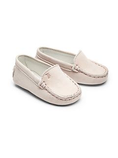 Tods Infants Gommini Suede Moccasin Loafers   Light Pink