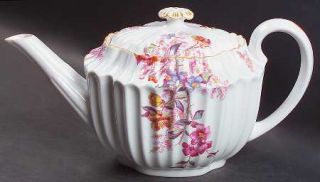 Spode Chelsea Garden (Mustard Trim) Teapot & Lid, Fine China Dinnerware   Floral