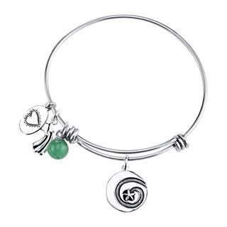 Bridge Jewelry Footnotes Too Pure Silver Plated Green Bead & Dream Charm