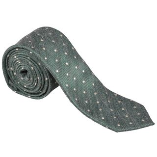 Vance Mens Green Polka dot Print Silk touch Microfiber Skinny Tie