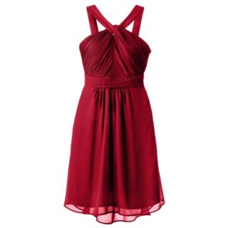 TEVOLIO Womens Halter Neck Chiffon Dress   Stoplight Red   4