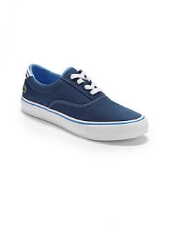 Lacoste Kids Canvas Lace Up Sneakers   Blue