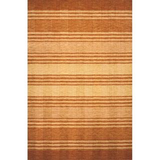 Hand loomed Paprika Rows Wool Rug (5 X 8)