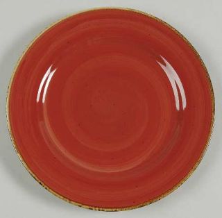 Thomson Sedona Salad Plate, Fine China Dinnerware   Red Swirl,Brown Trim