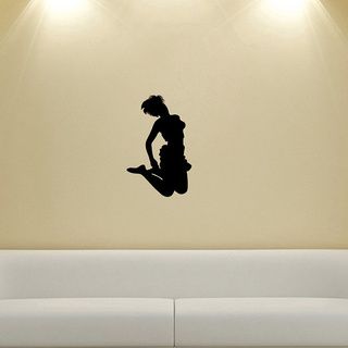 Girl Dancing Silhouette Wall Vinyl Decal (Glossy blackDimensions 25 inches wide x 35 inches long )