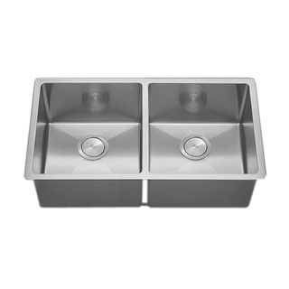 Vl 33 inch Tight Radius Square 18 gauge Stainless Steel Double Bowl Undermount Kitchen Sink