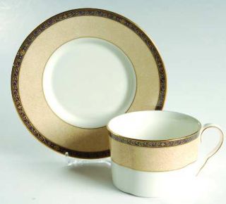 Mikasa Victorian Ivory Flat Cup & Saucer Set, Fine China Dinnerware   Bone, Brow
