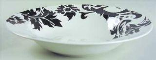 Home Damask Soup/Cereal Bowl, Fine China Dinnerware   Black & White,Scrolls,Leav