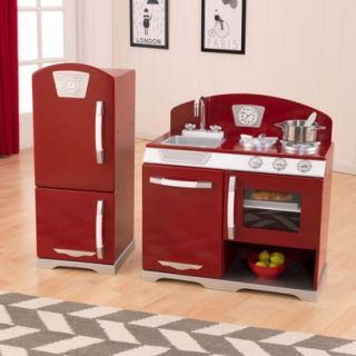 Kidkraft Cranberry Two Piece Retro Kitchen and Refirgerator
