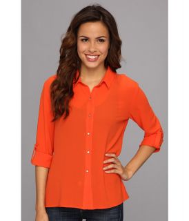 KUT from the Kloth Ellie Top Womens Long Sleeve Button Up (Orange)