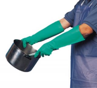 San Jamar Nitrile Dishwashing Glove, Small, Heat Resistant, Green