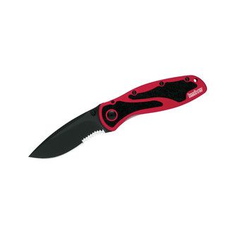 Kershaw Ken Onion Blur red Speedsafe Knife (RedBlade materials 14C28N Steel with DLC coatingHandle materials 6061 T6 anodized aluminum, Trac tec insertsBlade length 3.4 inchesHandle length 4.5 inchesWeight 3.9 ozDimensions 7.9 inches long (open)Befo