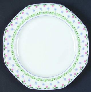 Christopher Stuart Bali Hai Salad Plate, Fine China Dinnerware   Blue/Pink Flowe