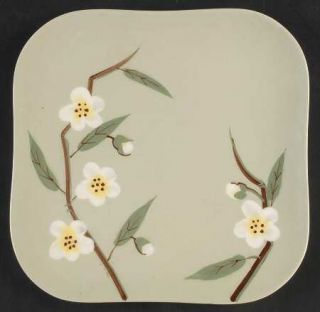 Weil Ware Blossom Celadon Salad Plate, Fine China Dinnerware   Square,White Flow