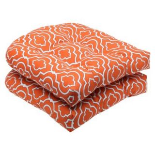 Outdoor 2 Piece Wicker Seat Cushion Set   Orange/White Starlet
