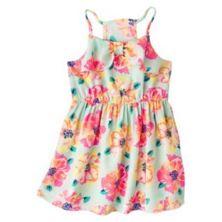 Cherokee Infant Toddler Girls Bow Front Floral Sundress   Mint 2T