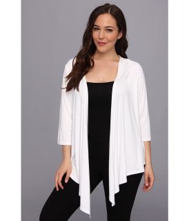 Karen Kane Plus Size 3/4 Sleeve Drape Jacket Womens Sweater (White)