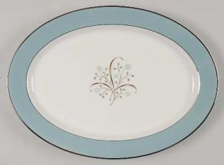Syracuse Meadow Breeze 12 Oval Serving Platter, Fine China Dinnerware   Blue/Gr