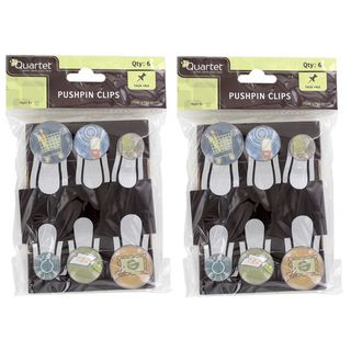 Quartet Bubble Push Pins With Clips (pack Of 12) (AssortedSet of 12 (Two packs of 6) )