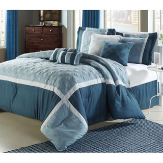 Quincy Blue 12 piece Bed In A Bag With Sheet Set