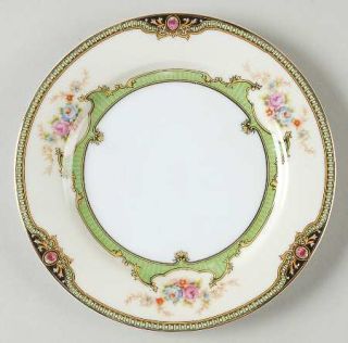 Noritake Floreal Bread & Butter Plate, Fine China Dinnerware   Green,Black,Musta