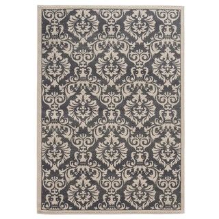 Traditional Floral Charcoal/ Ivory Accent Rug (110 X 210)