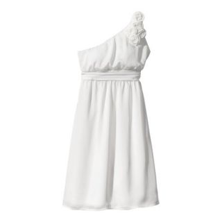 TEVOLIO Womens Satin One Shoulder Rosette Dress   Off White   14