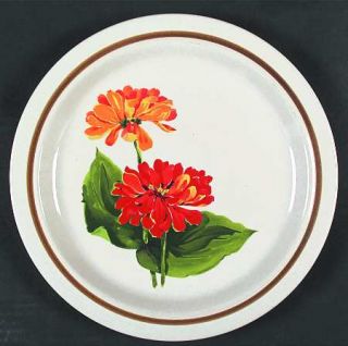 Mikasa Zinnia Dinner Plate, Fine China Dinnerware   Hallcraft,Brown Band,Orange/