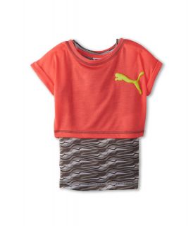 Puma Kids S/S Cuffed 2 fer w/ Printed Tank Top Girls T Shirt (Black)