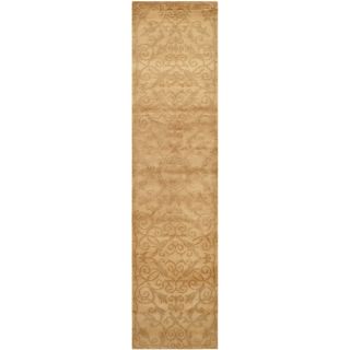 Safavieh Hand knotted Tibetan Iron Scrolls Light Gold Wool/ Silk Rug (26 X 10)