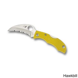 Spyderco Ladybug 3 Yellow Frn H 1 Knife (YellowBlade materials VG 10Handle materials Stainless SteelBlade length 1.938 inchesHandle length 2.438 inchesBlade is VG 10 steel and hollow groundModified Clip point shaped bladeStainless handle can be embell