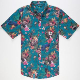 Hawaiian Safari Mens Shirt Teal Green In Sizes Xx Large, Medium, X Large, S