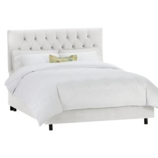 Skyline Twin Bed Edwardian Upholstered Velvet Bed   White