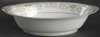 Noritake Croydon 10 Oval Vegetable Bowl, Fine China Dinnerware   Green Border,