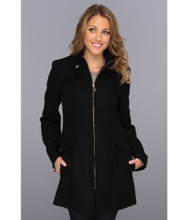 Buffalo David Bitton Center Front Zip Fitted Wool Coat Womens Coat (Black)