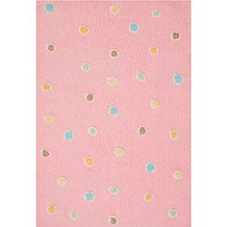 Handmade Pink Dots Cotton Rug (4 X 6)