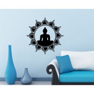 Buddha Meditation Lotus Vinyl Wall Art (Glossy blackIncludes One (1) wall decalDimensions 25 inches wide x 35 inches longEasy to apply )