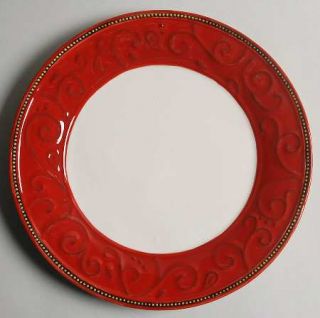 Fitz & Floyd Damask Holiday Dinner Plate, Fine China Dinnerware   Red,Green/Gold