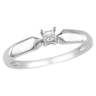 Sterling Silver 1/10ct Princess Diamond Solitaire Ring
