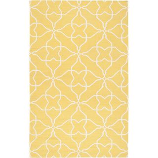 Hand woven Canary Geo Sunshine Yellow Wool Rug (36 X 56)